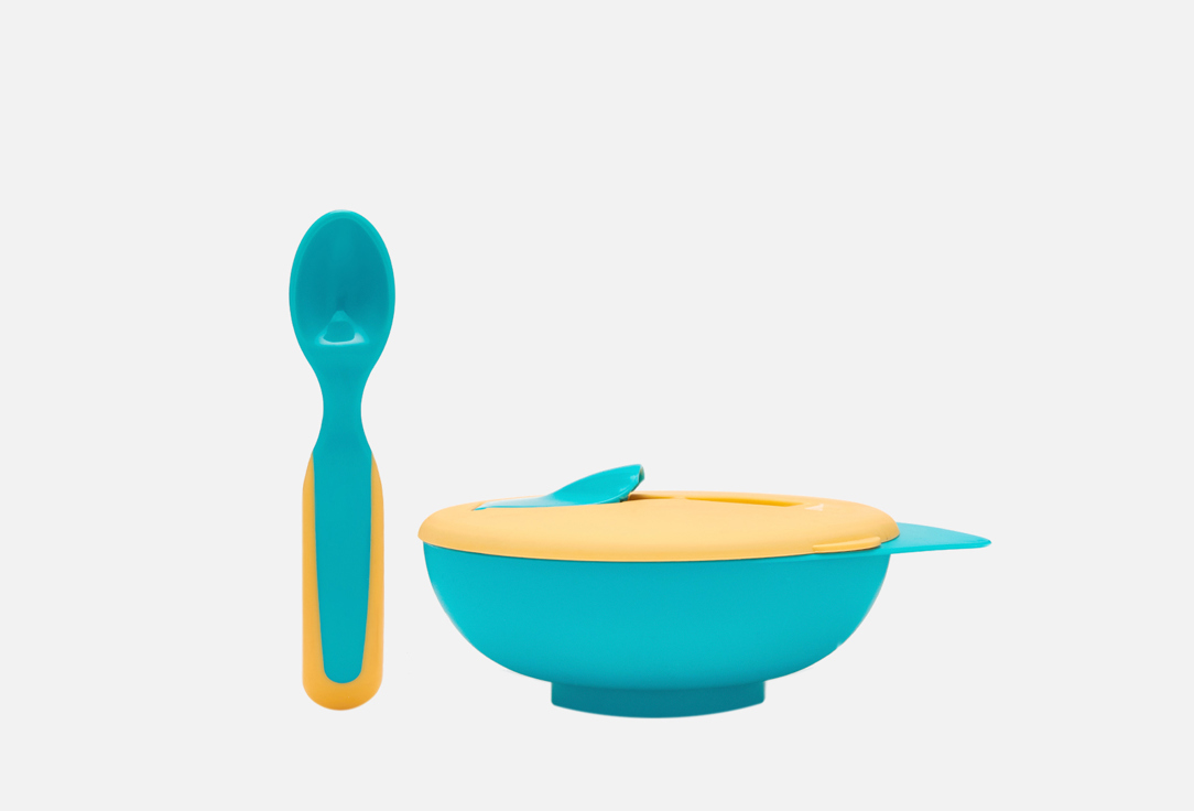 

Тарелка c крышкой и ложкой BABOO, Зеленая 3 шт