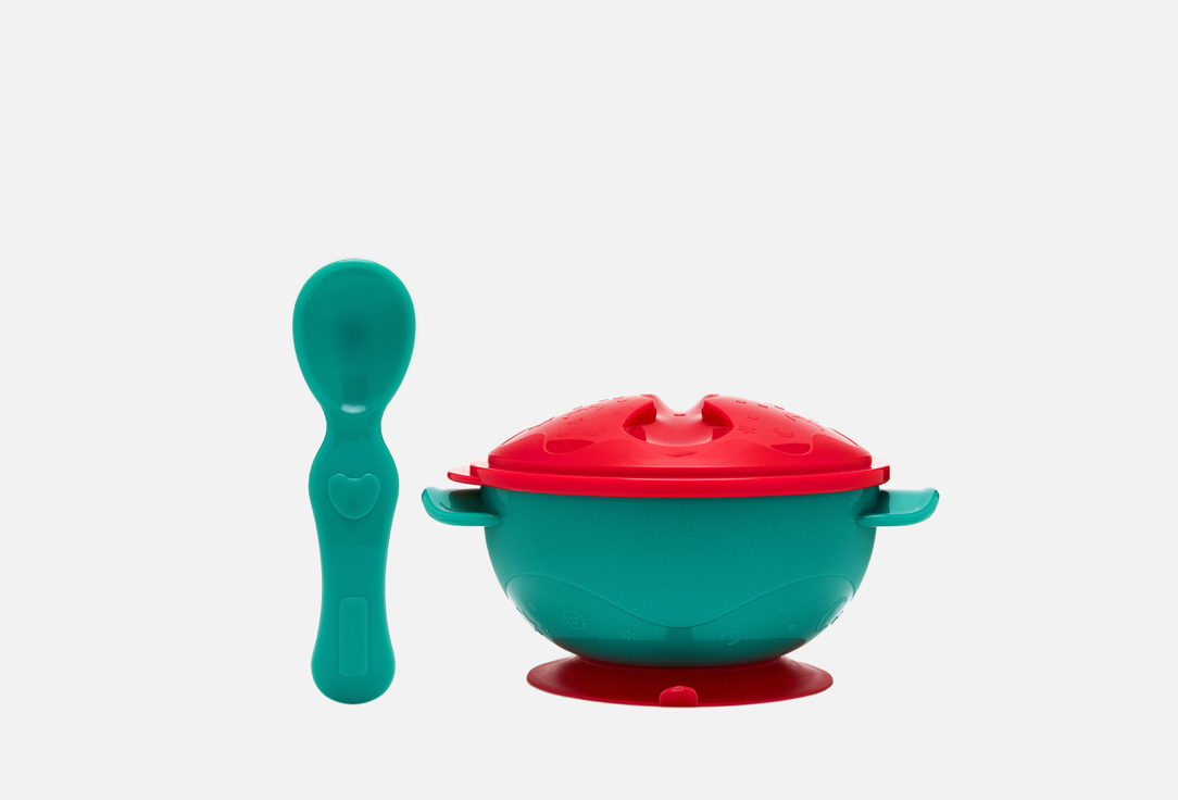 

Тарелка с крышкой и ложкой BABOO, Красный, Зеленый 3 шт