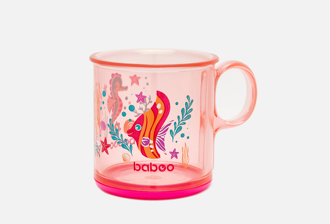 

Чашка с антискользящим дном BABOO, 12мес+, Sealife Розовая 1 шт