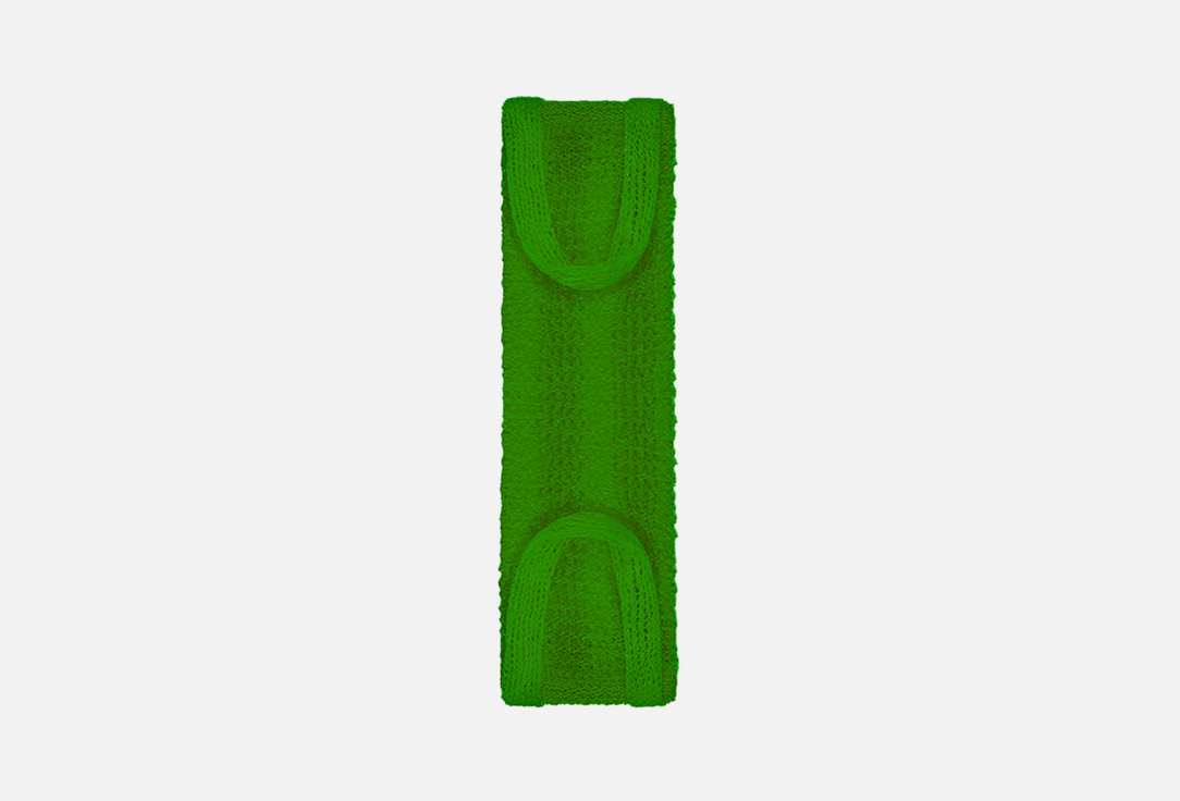 Мочалка массажная длинная  VIVAL с вертикальной полосой зеленая 