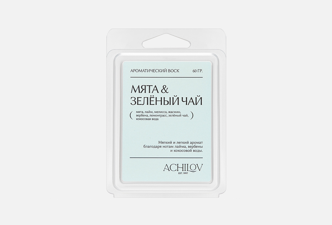 

Аромавоск ACHILOV, Мята и зеленый чай 60 г