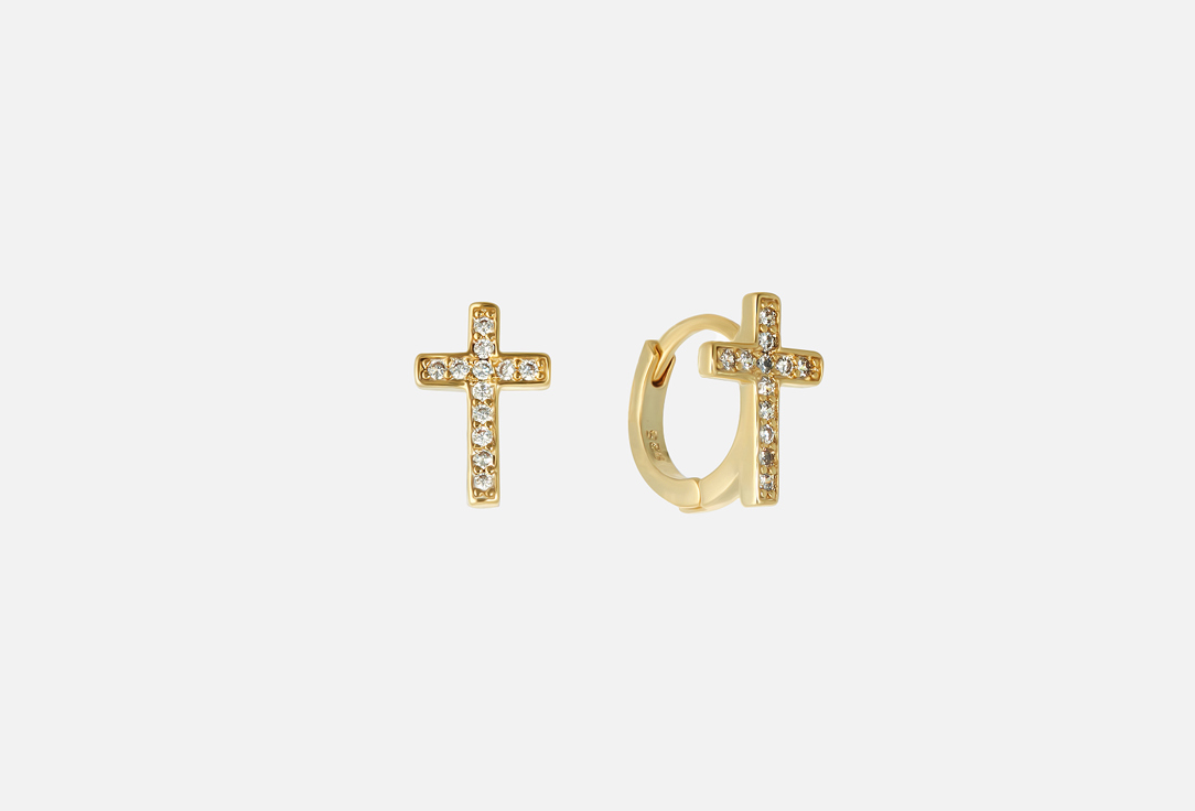 Изображение товара Серьги Forat Brand Round earrings with small crosses. color: Gold