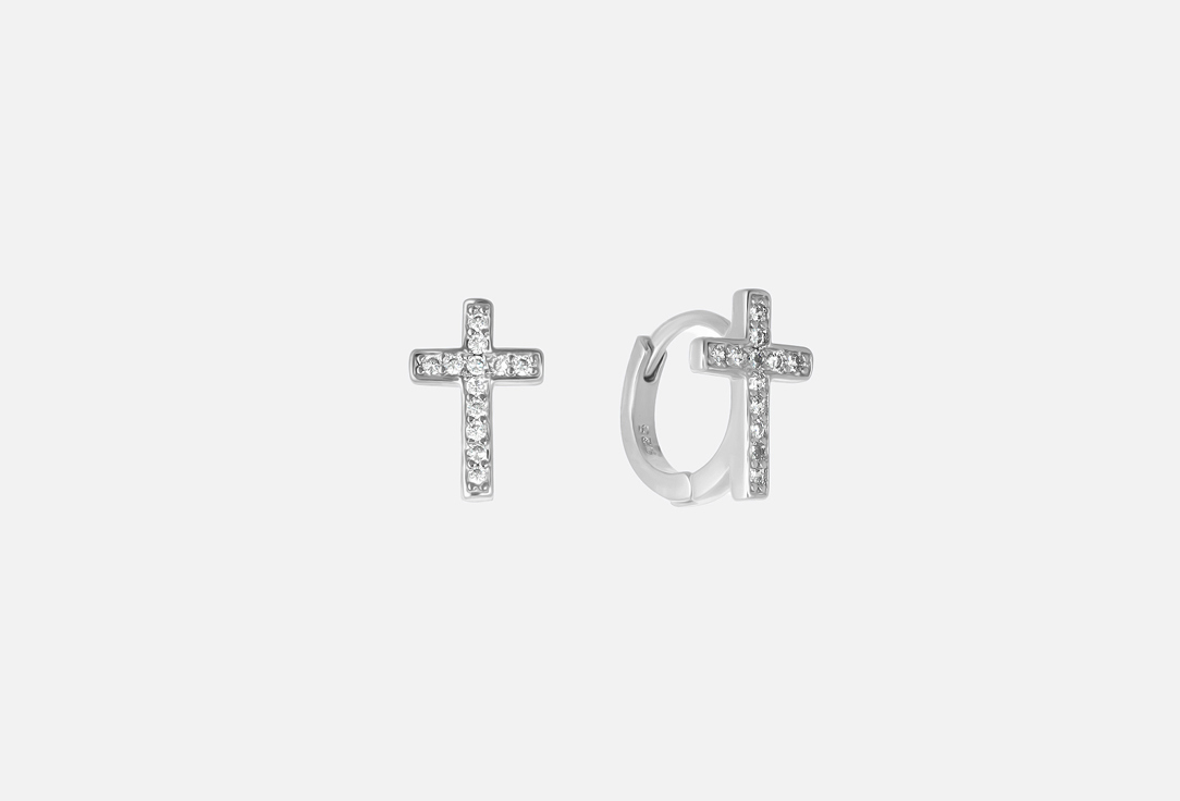 

Серьги FORAT BRAND, Round earrings with small crosses. color: Silver 2 шт