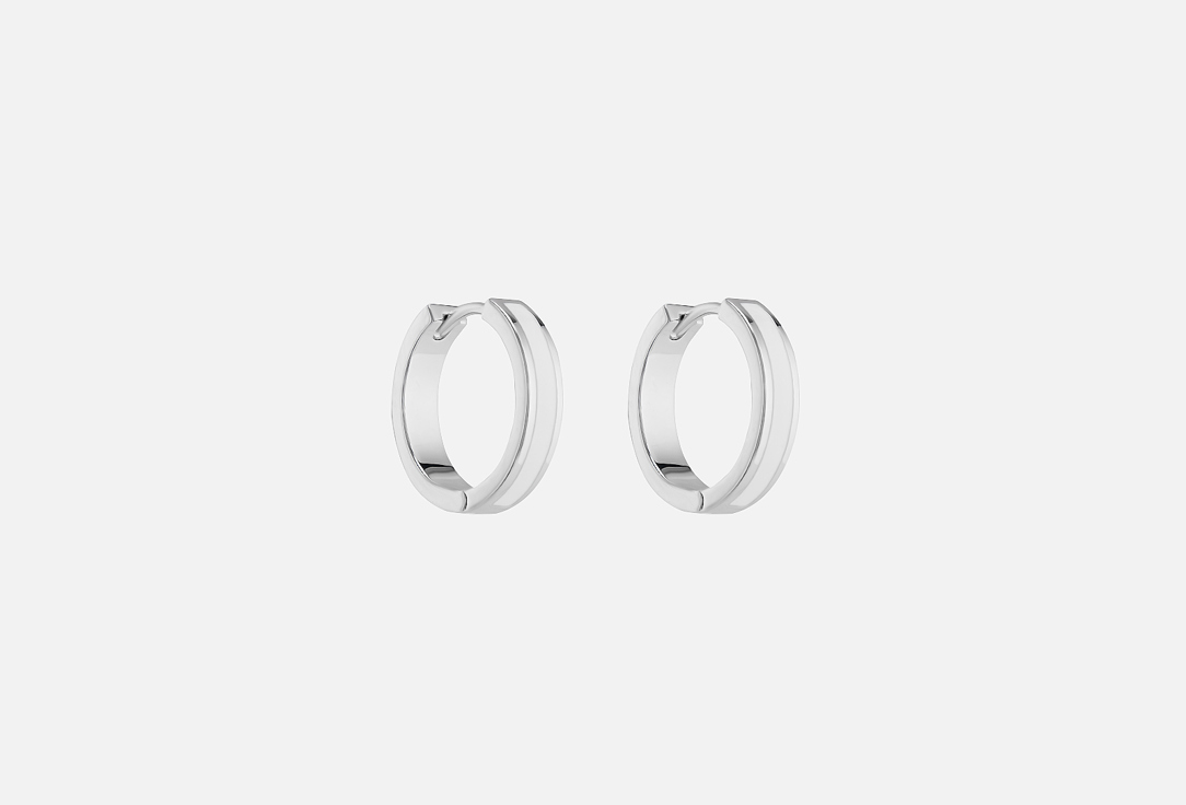 Изображение товара Серьги Forat Brand Round earrings with ceramic inserts, white, color silver