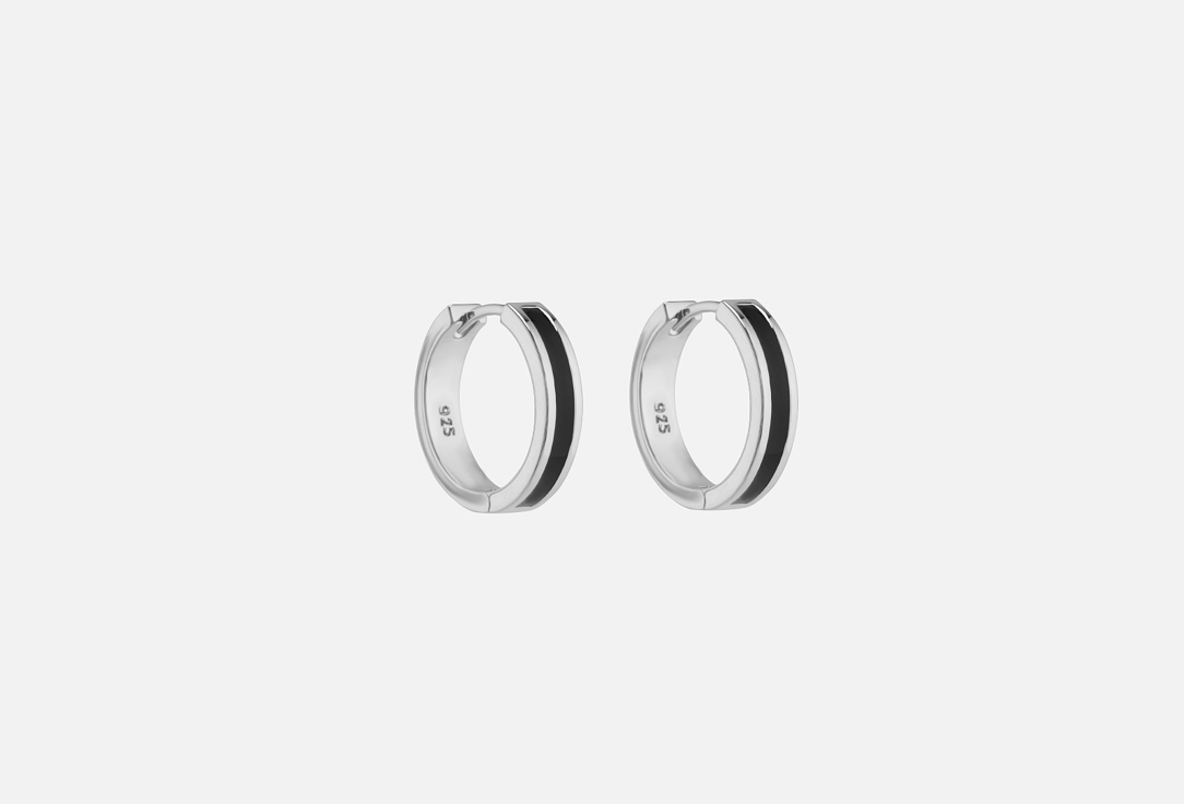 Изображение товара Серьги Forat Brand Round earrings with ceramic inserts, black, color silver