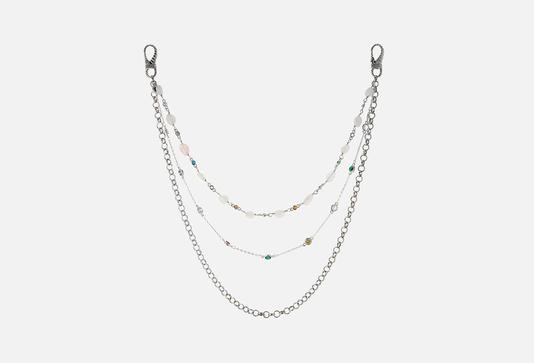 

Цепь-подвес трансформер FORAT BRAND, С карабинами натуральные камни сапфирин серебро 1 шт