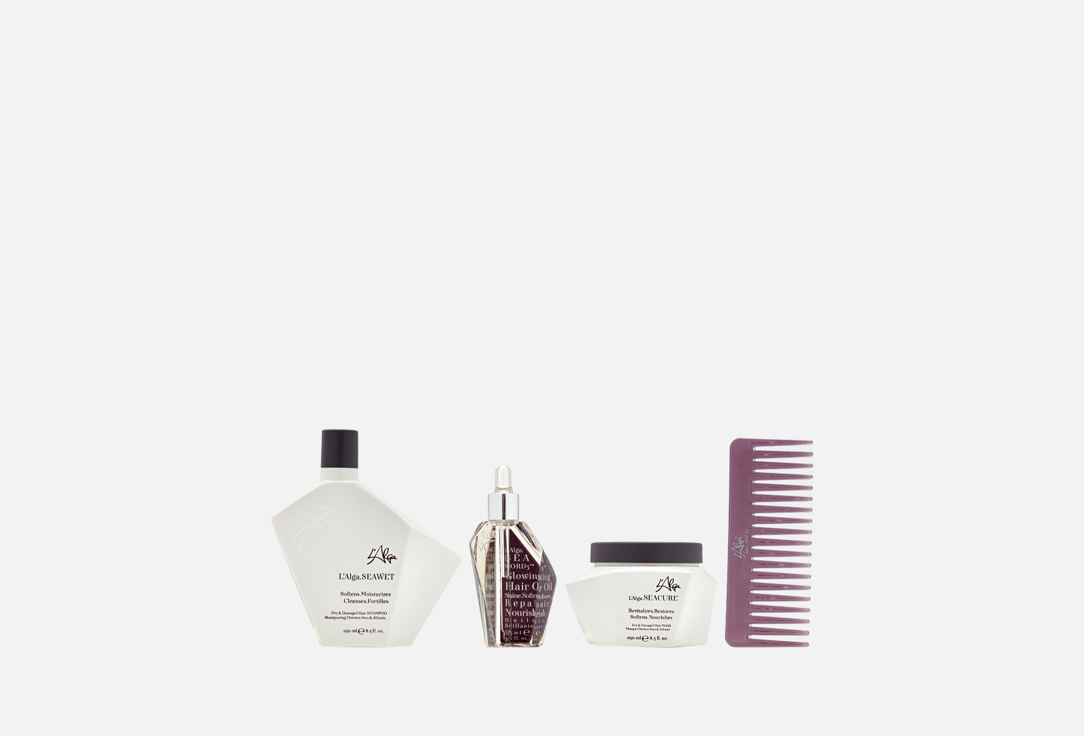 

Набор восстанавливающий на для роскошных волос для сухих и поврежденных волос L'ALGA, Holiday Luxury Bag Seamore HB Сила и блеск океа 4 шт