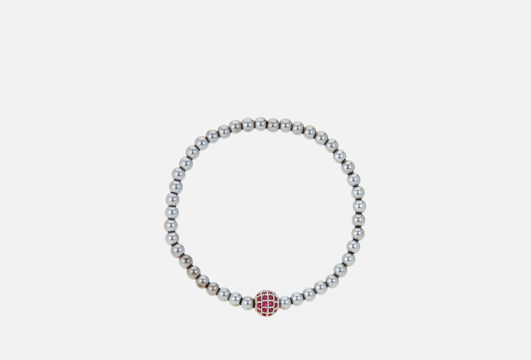 Изображение товара Эластичный браслет из гематита с розовыми цирконами для женщин 16 см