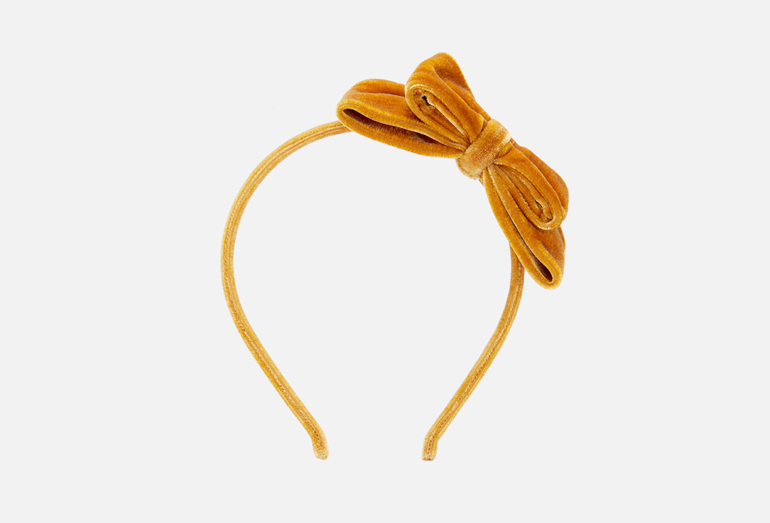 Изображение товара широкий ободок для волос Бабушкины Связи Осень Бархатный Горчичный
