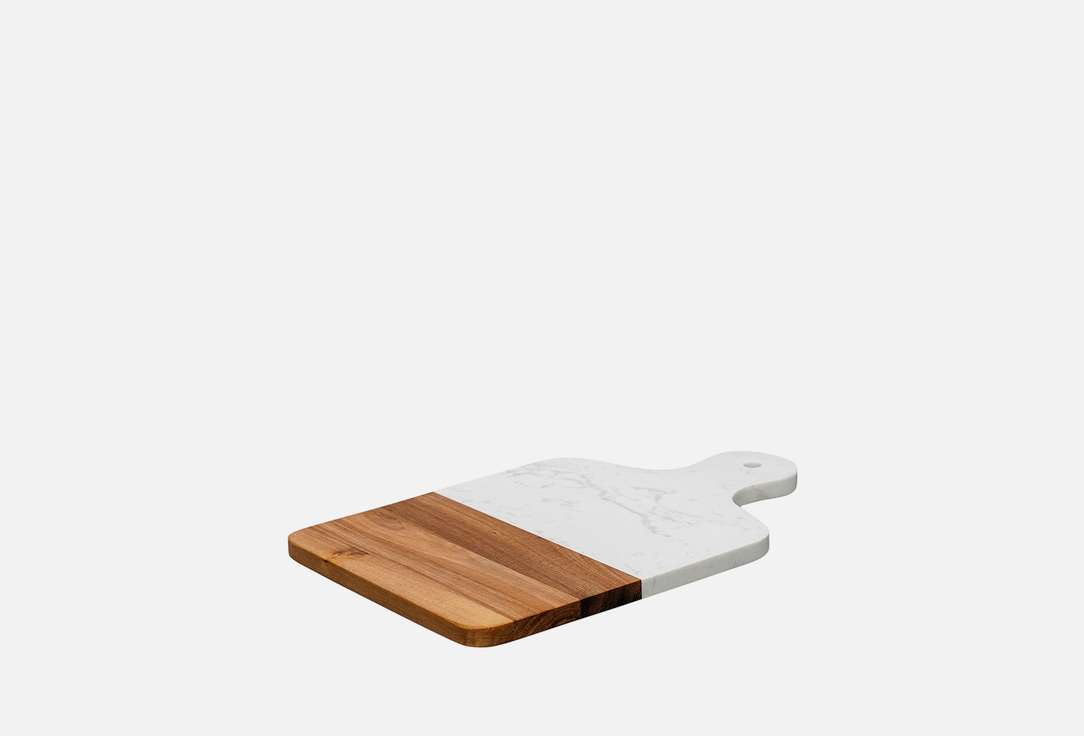 Изображение товара Доска сервировочная Liberty Jones Marm, 21.5x33.5, белый мрамор/акация