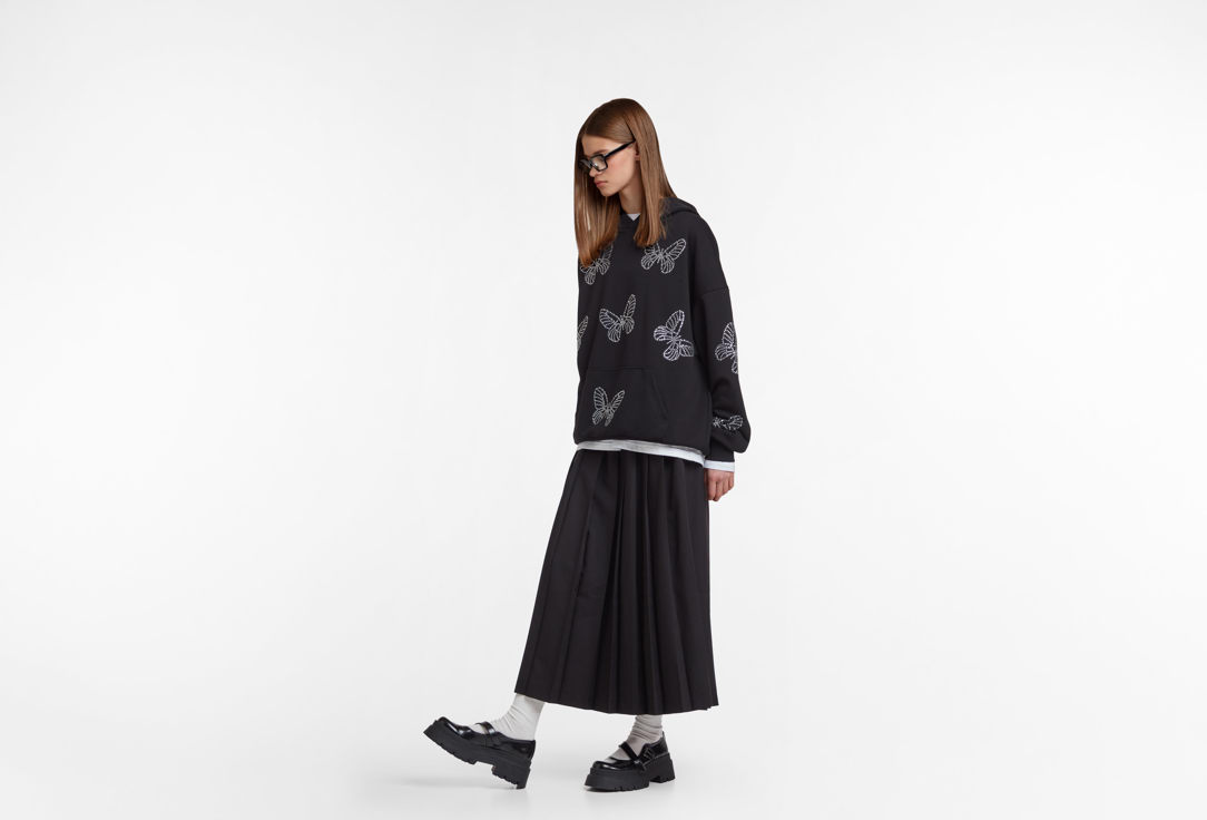 

Худи со стразами сваровски HALIKY, Черный, Swarovski butterflies M мл