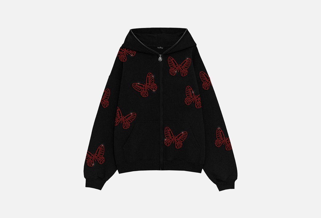 

Фулл-зип худи HALIKY, Черный, Red swarovski butterflies M мл