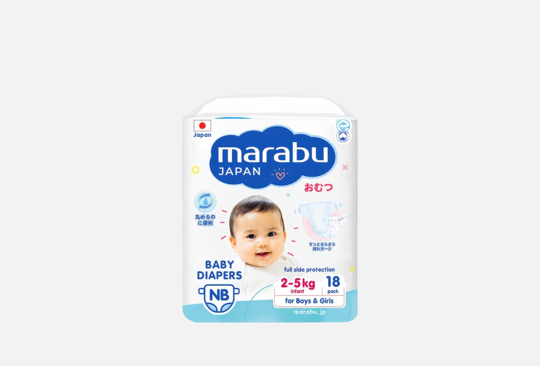 

Подгузники MARABU, NB, (2-5 кг) 18 шт