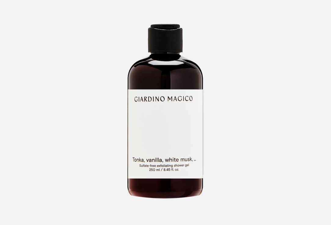 

Гель для душа бессульфатный с микрогранулами кремния GIARDINO MAGICO, TONKA, VANILLA, WHITE MUSK 250 мл
