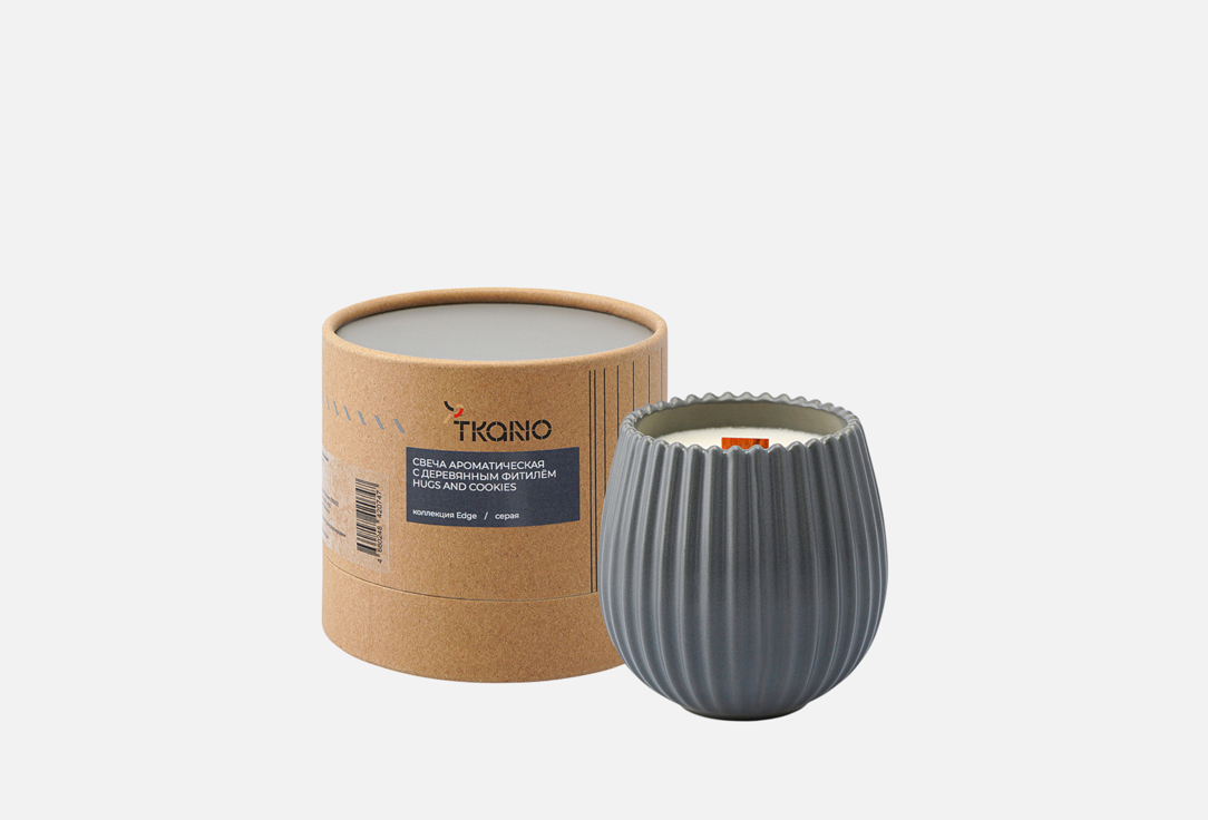 Изображение товара Аромасвеча Tkano Hugs and Cookies серый с длительным горением 60 часов