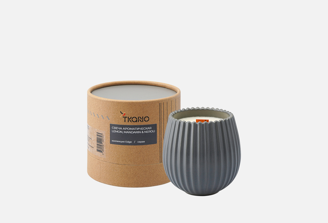 

Аромасвеча TKANO, Белый, Lemon, Mandarin & Neroli, серый 400 г