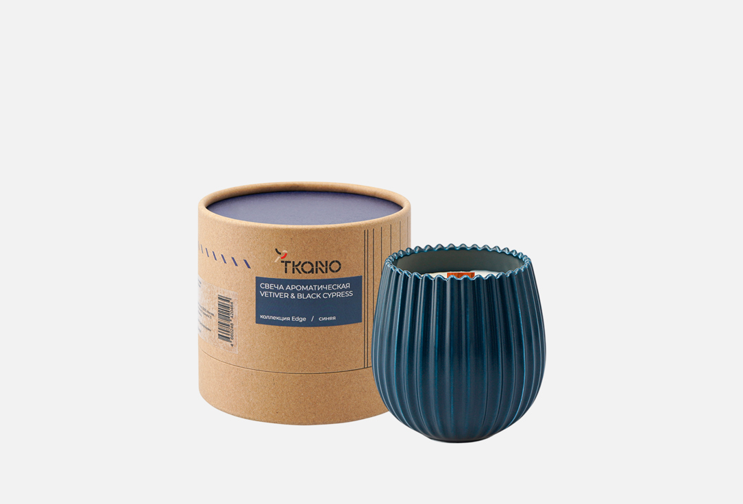 Изображение товара Аромасвеча Tkano Vetiver & Black Cюpess с деревянным фитилем