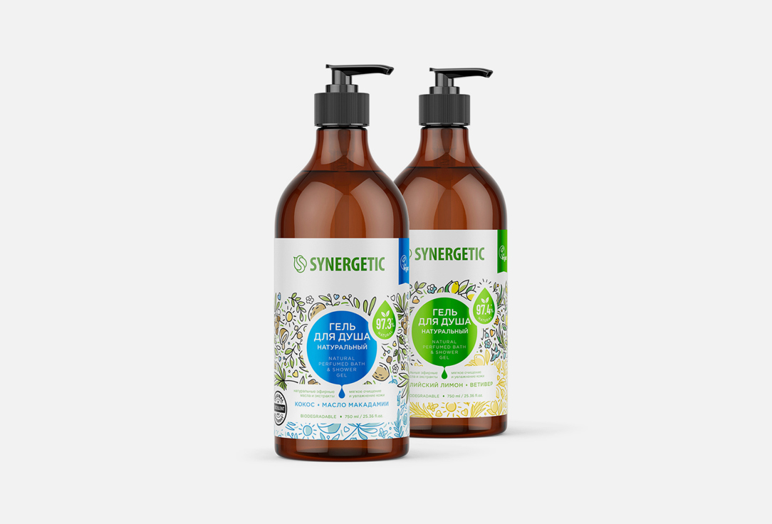

Набор для душа и ванны SYNERGETIC, Кокос и лимон 2 шт