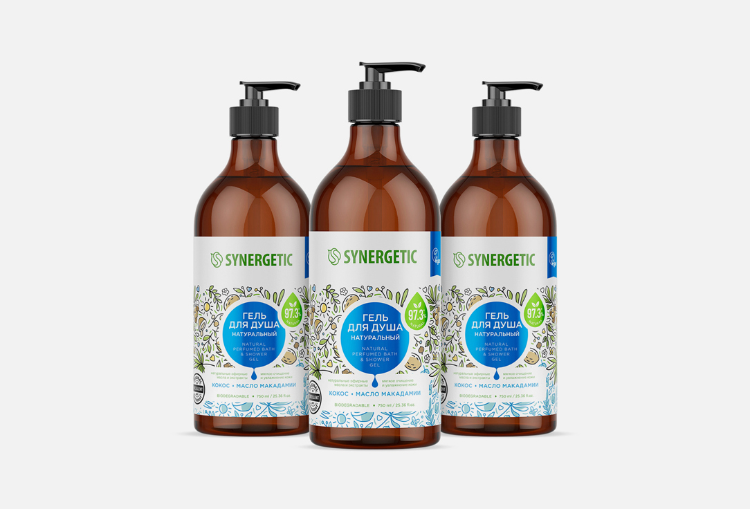 Изображение товара Набор гелей для душа Synergetic Кокос и масло макадамии 750 мл натуральный