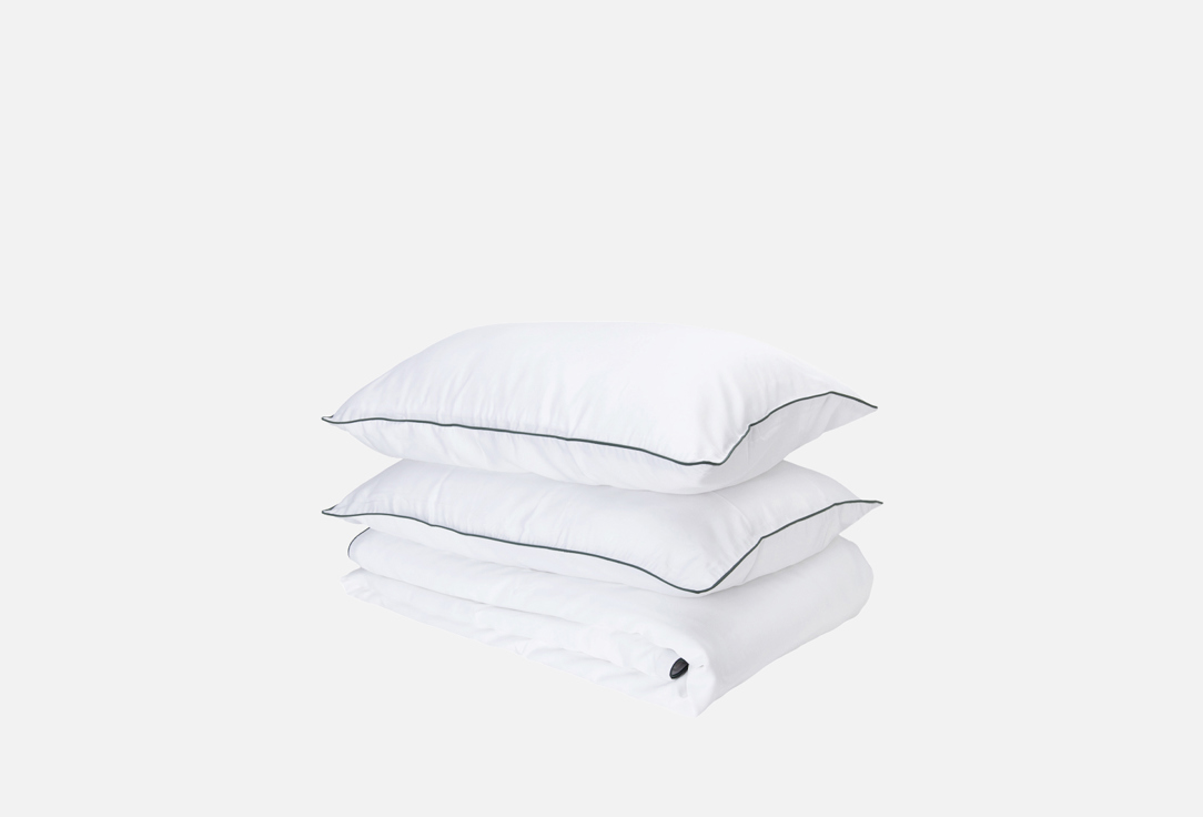 Изображение товара Комплект постельного белья Mollen из тенсела евро белый с нефритовым кантом