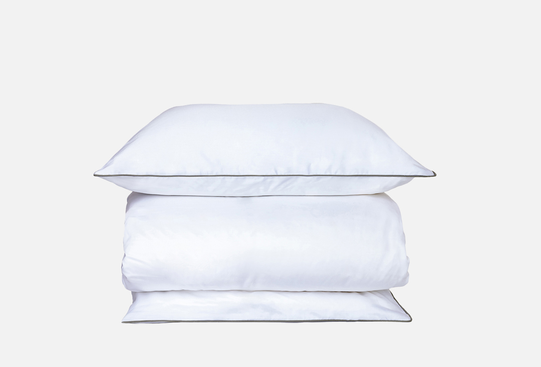 Комплект постельного белья Mollen белый с серебристо-серым, тенсел, полутораспальный 