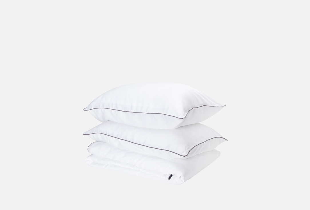 Изображение товара Комплект постельного белья Mollen из тенсела белый с серебристо-серым 1.5-спальный