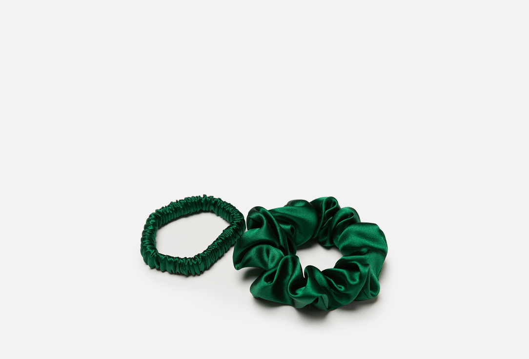 

Набор шелковых резинок для волос SILK LOVERS, Mini-Standart Изумруд 2 шт