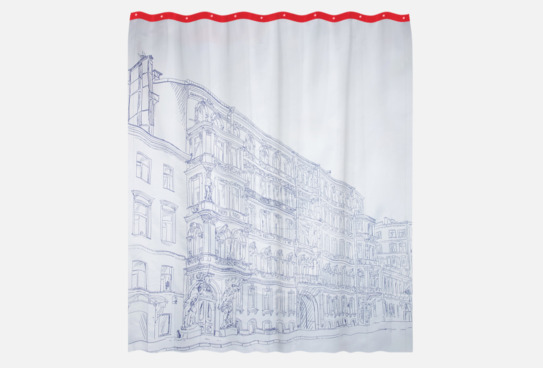 

Штора для ванной комнаты MOROSHKA, Принт, ProPiter, white, blue, red 1 шт