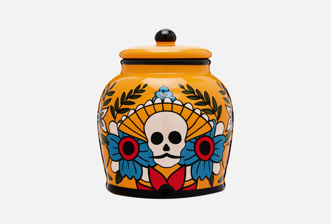 Изображение товара Контейнер для ватных дисков Moroshka Los Muertos yellow керамический практичный