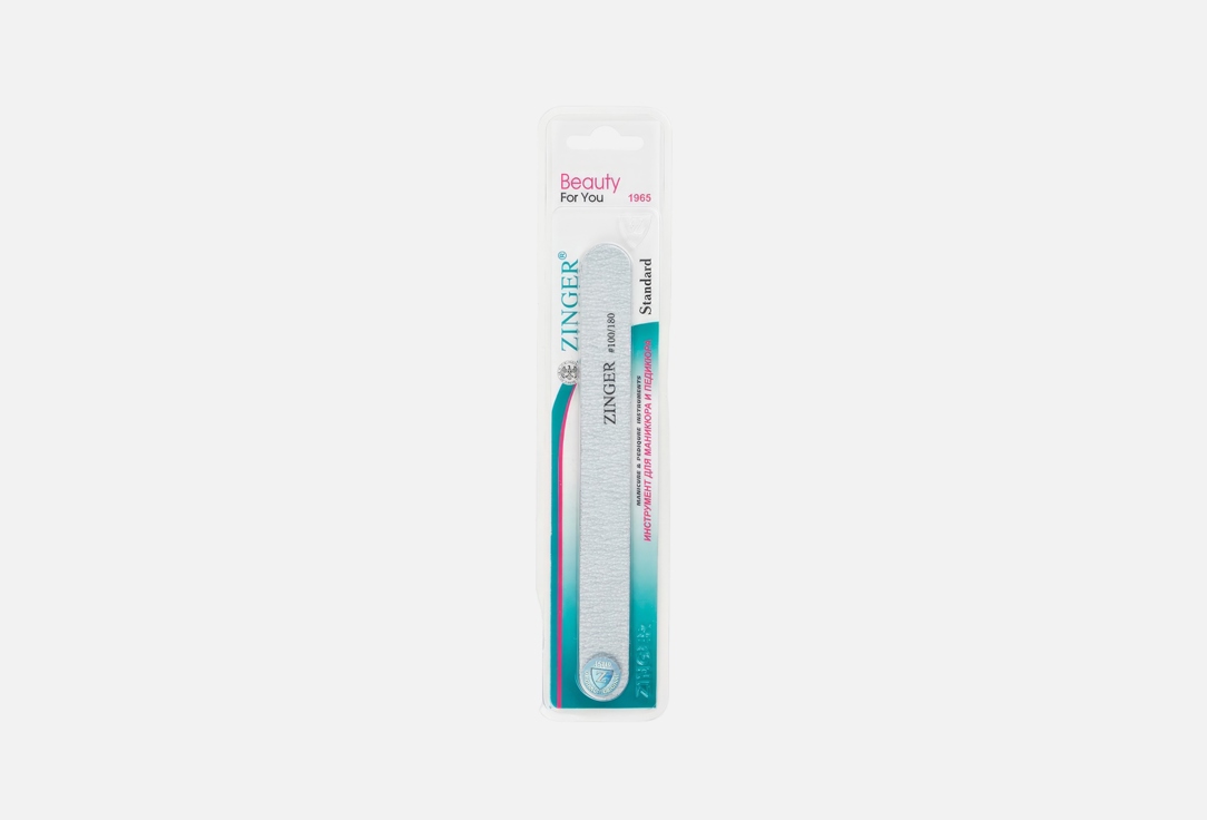 Пилка для ногетй ZINGER Straight nail file 100/180 1 шт