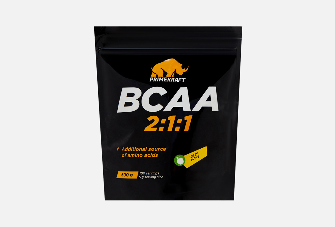 Изображение товара BCAA Prime Kraft L-вайлин L-изолейцин со вкусом зеленого яблока 500 г спортивное питание