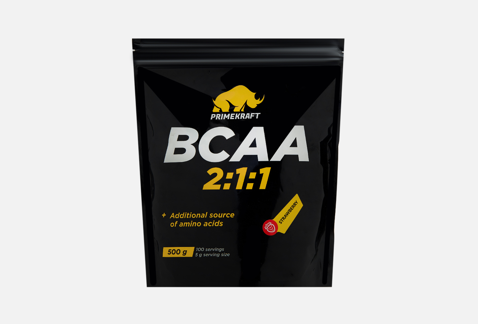 Prime Kraft BCAA L-валин, L-изолейцин со вкусом Клубника 500 г — купить ...