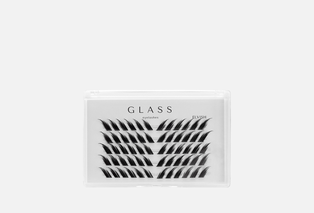 

Пучковые ресницы с наклоном GLASS EYELASHES, Черный, Individual eyelashes elvish 14 mm 60 шт