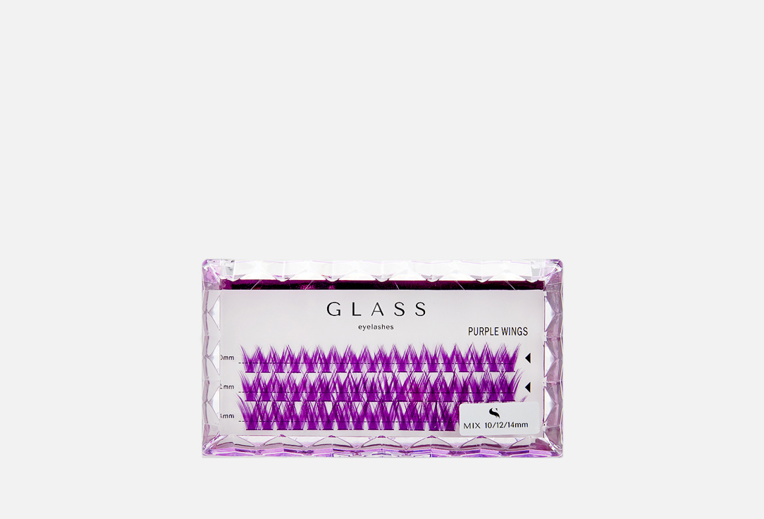 GLASS EYELASHES Ресницы-крылья Purple Широкое основание Микс 10-14мм