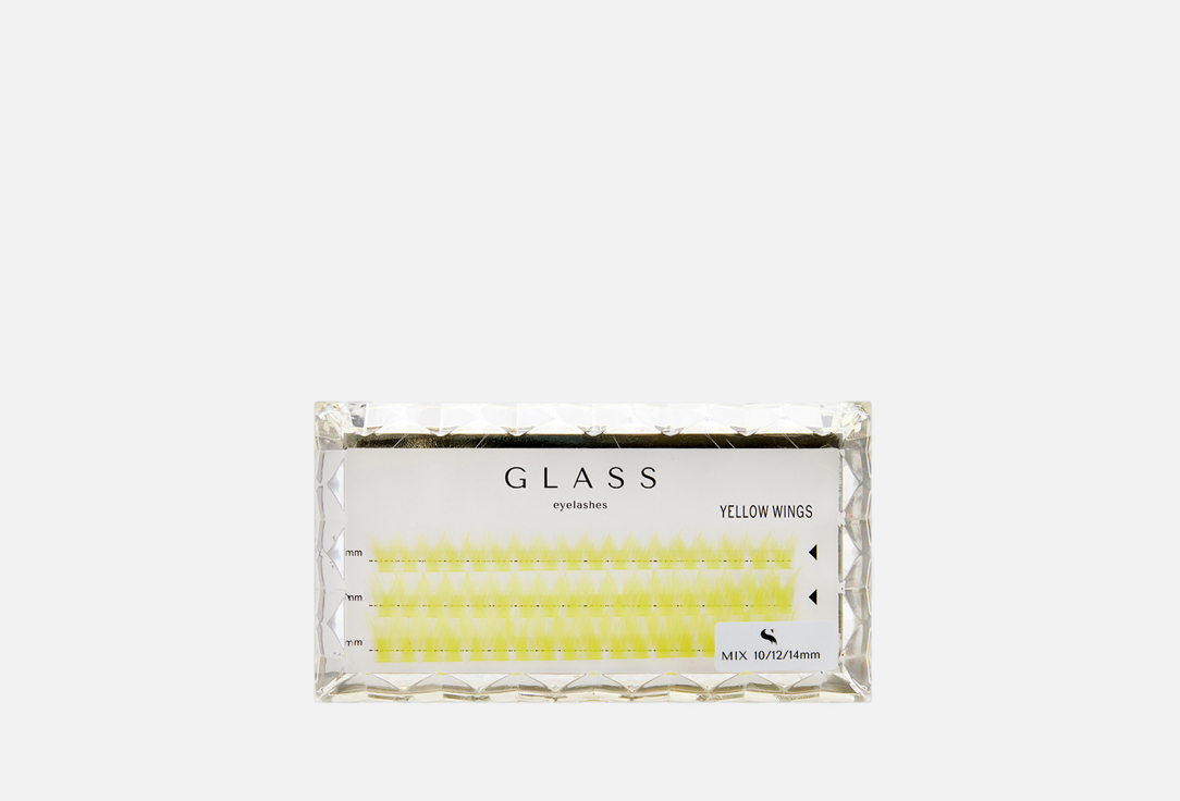 GLASS EYELASHES Ресницы-крылья Yellow Широкое основание Микс 10-14мм