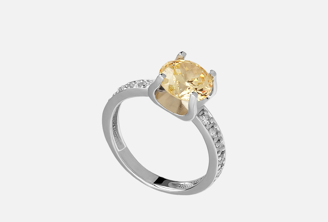 Изображение товара Кольцо серебряное Tosya с желтым фианитом 925 стильное украшение для женщин