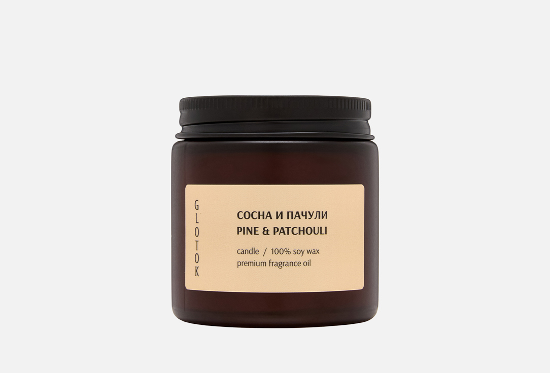 

Ароматическая свеча GLOTOK, Белый, Pine and Patchouli 120 г