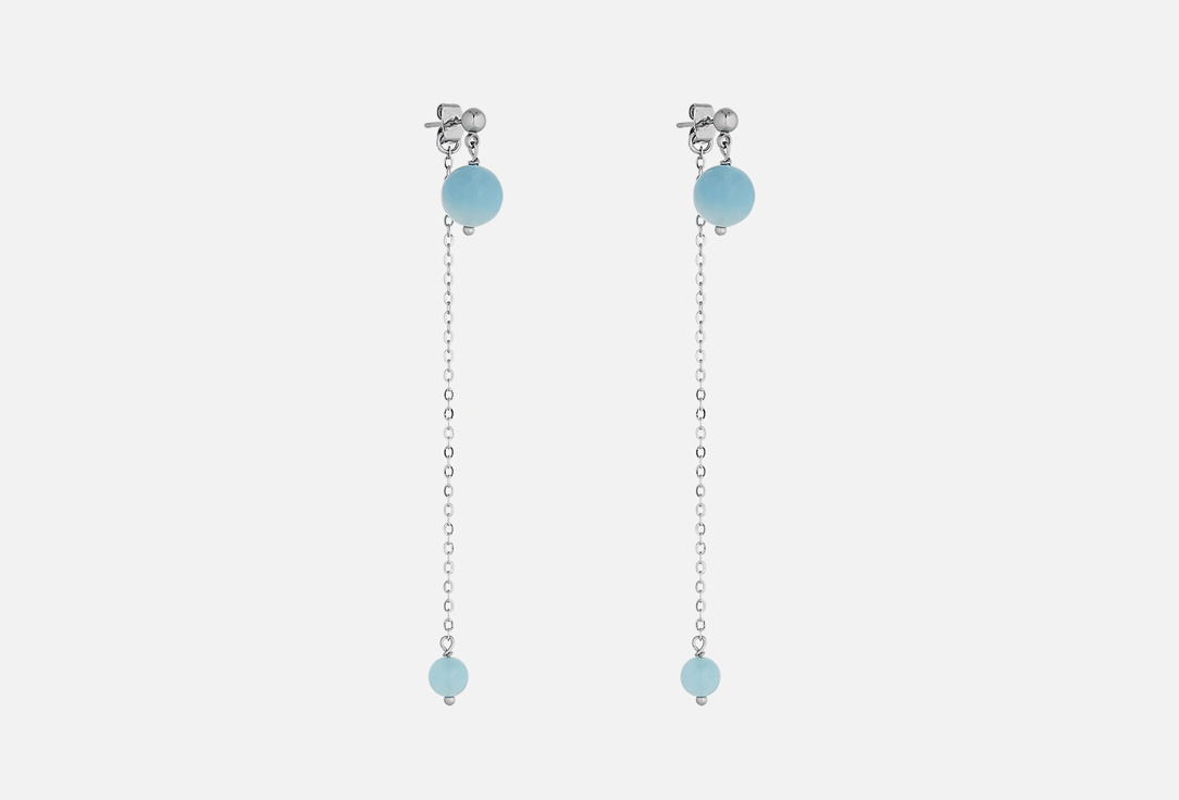 Изображение товара Серьги-трансформеры MORZA с аквамарином серебристые