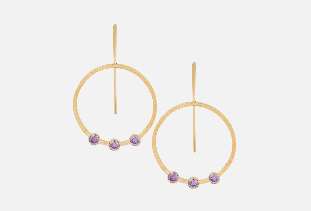 

Серьги серебряные AURA.916, Диско и аметисты 2 шт