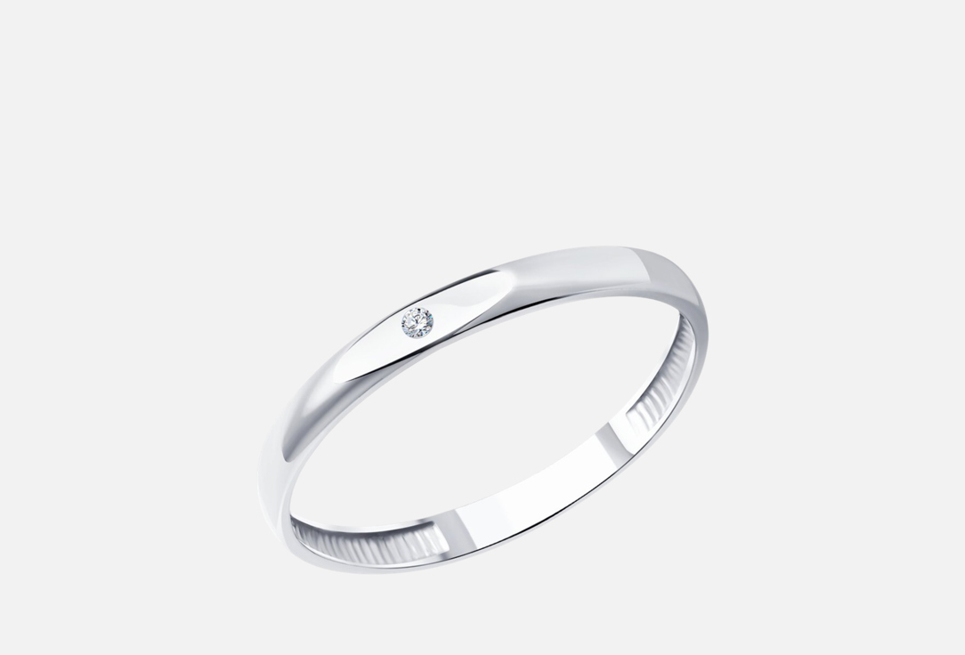 Изображение товара Кольцо обручальное из белого золота с бриллиантом SOKOLOV 585 проба
