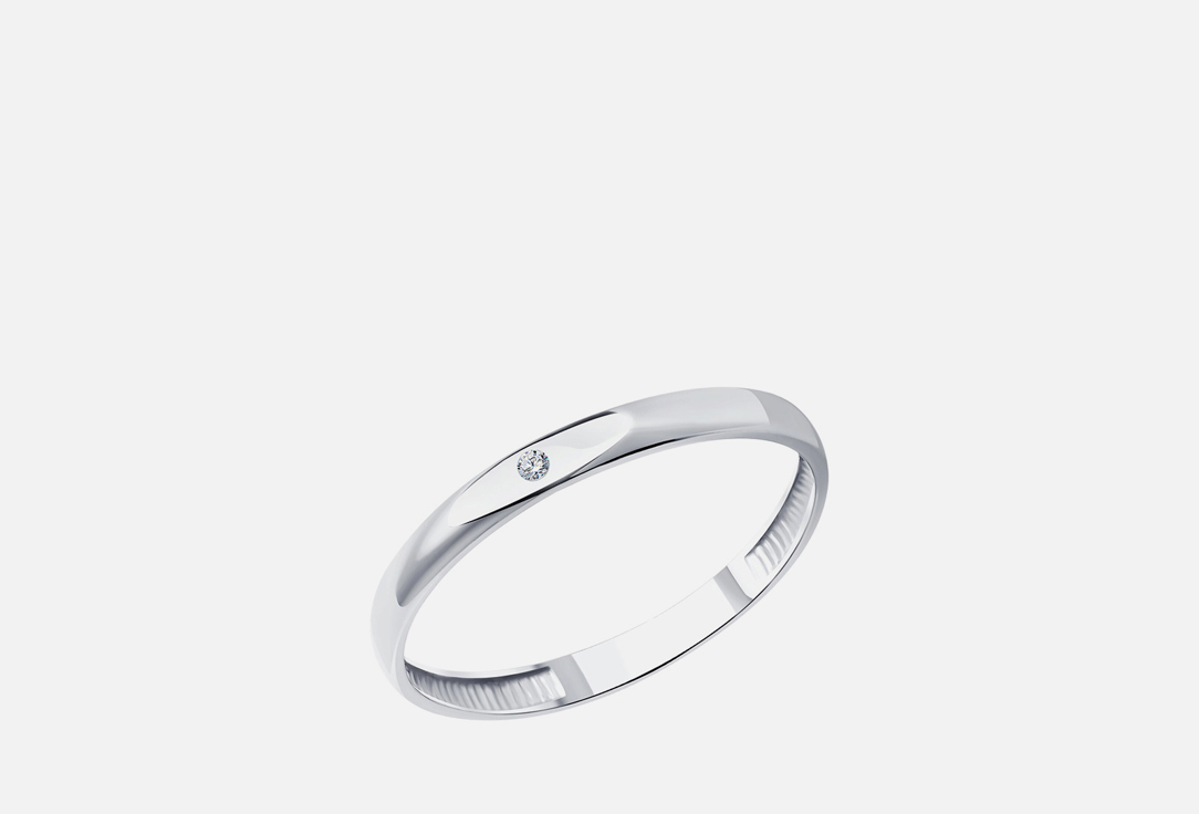 Изображение товара Кольцо обручальное из белого золота с бриллиантом SOKOLOV 585 проба