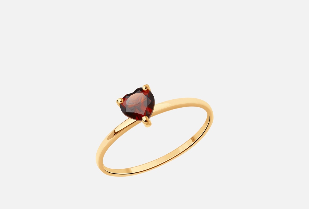 Изображение товара Золотое кольцо с гранатом в форме сердца 585 пробы для женщин
