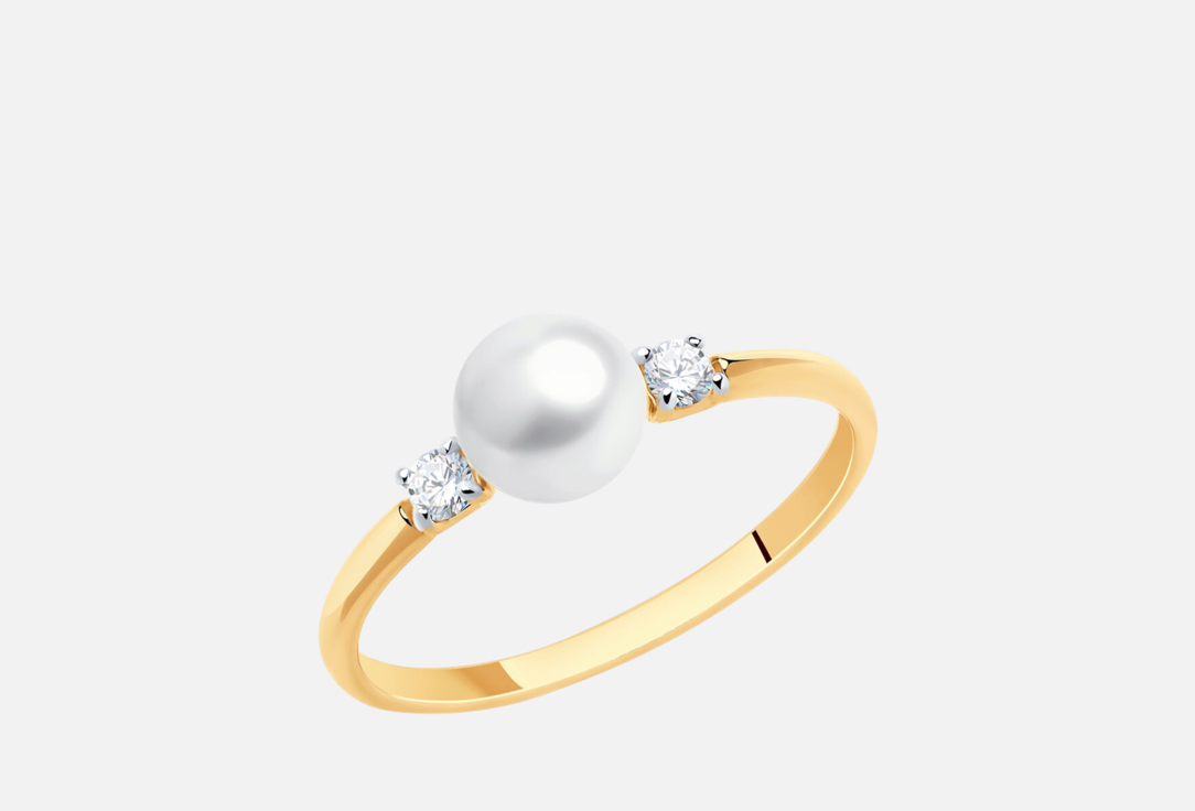 Изображение товара Кольцо золотое с жемчугом и фианитами 585 пробы SOKOLOV для женщин