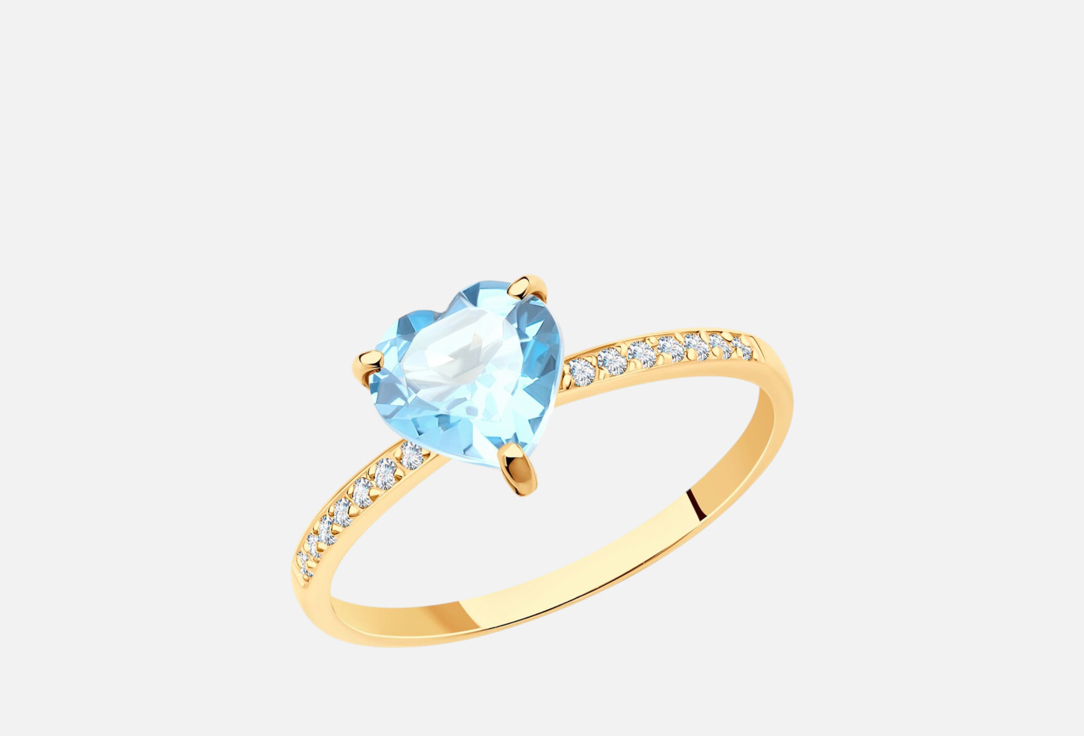 Изображение товара Кольцо золотое с топазом и фианитами бренда SOKOLOV размер 18