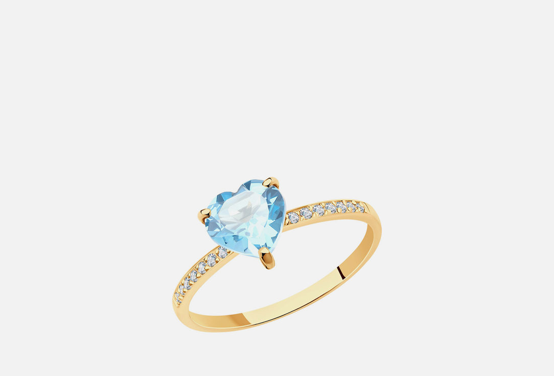 Изображение товара Кольцо золотое с топазом и фианитами бренда SOKOLOV размер 18