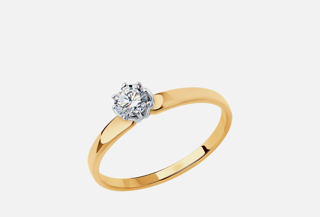 Изображение товара Кольцо из красного золота с фианитом 585 пробы для женщин