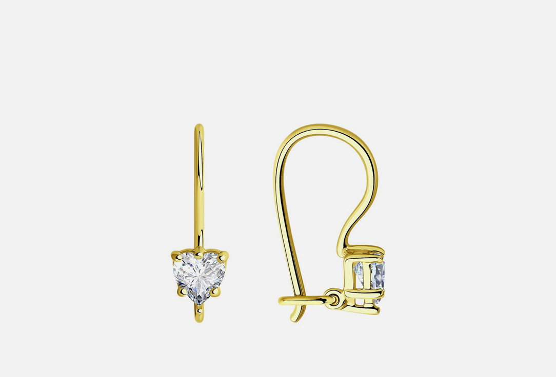 Изображение товара Серьги из желтого золота с фианитами сердце 585 пробы SOKOLOV