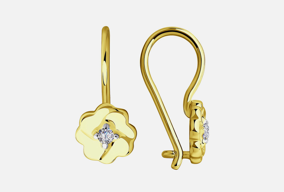 Изображение товара Золотые серьги с фианитами SOKOLOV 585 проба желтое золото