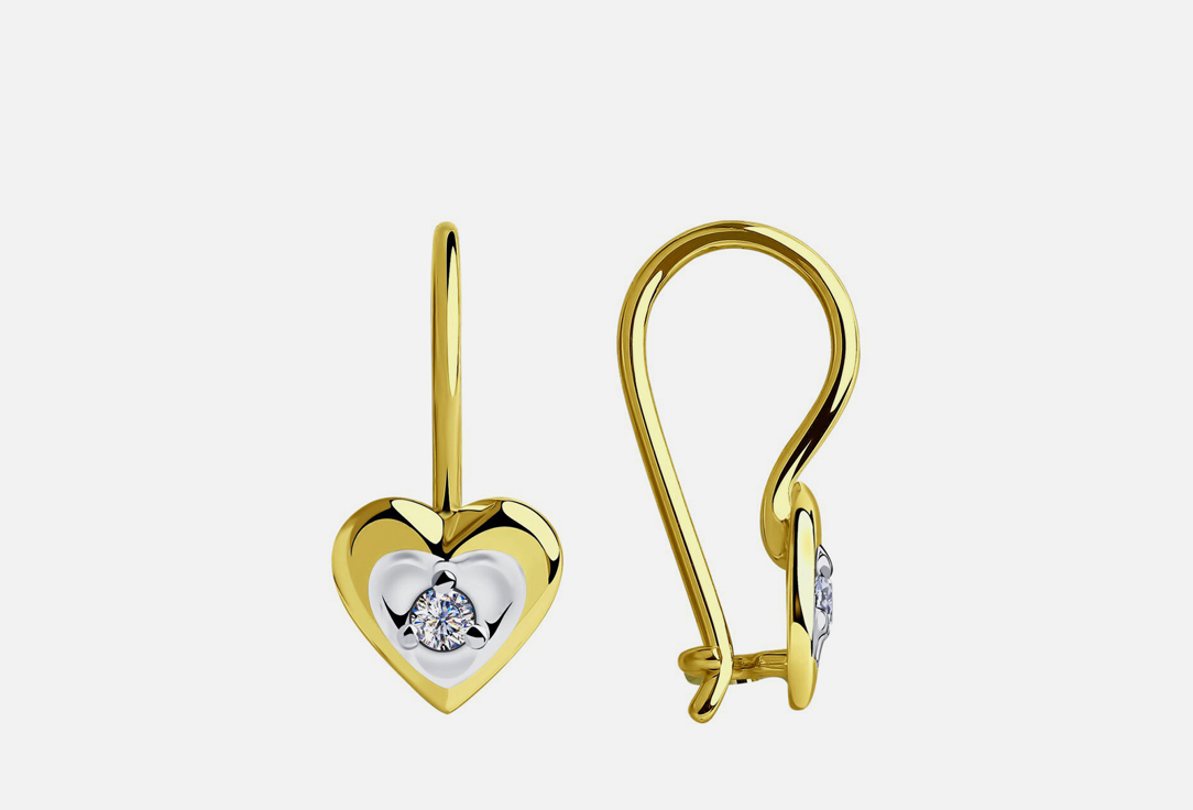 Изображение товара Золотые серьги с фианитами SOKOLOV 585 проба круглая огранка