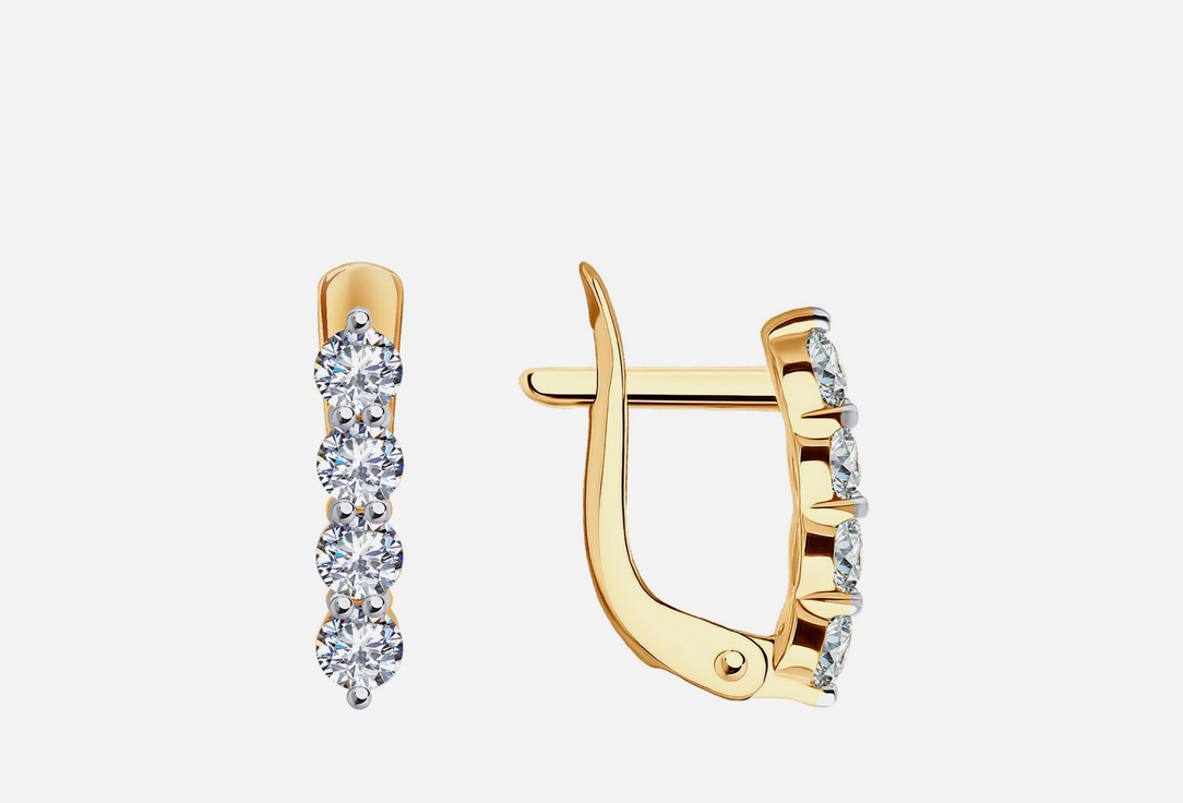 Серьги золотые DIAMANT Фианит 1 шт